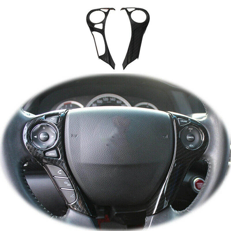 2X Car ABS Carbon Fiber Steering Wheel Button Cover Fit for Honda Accord 2014 2017Steering