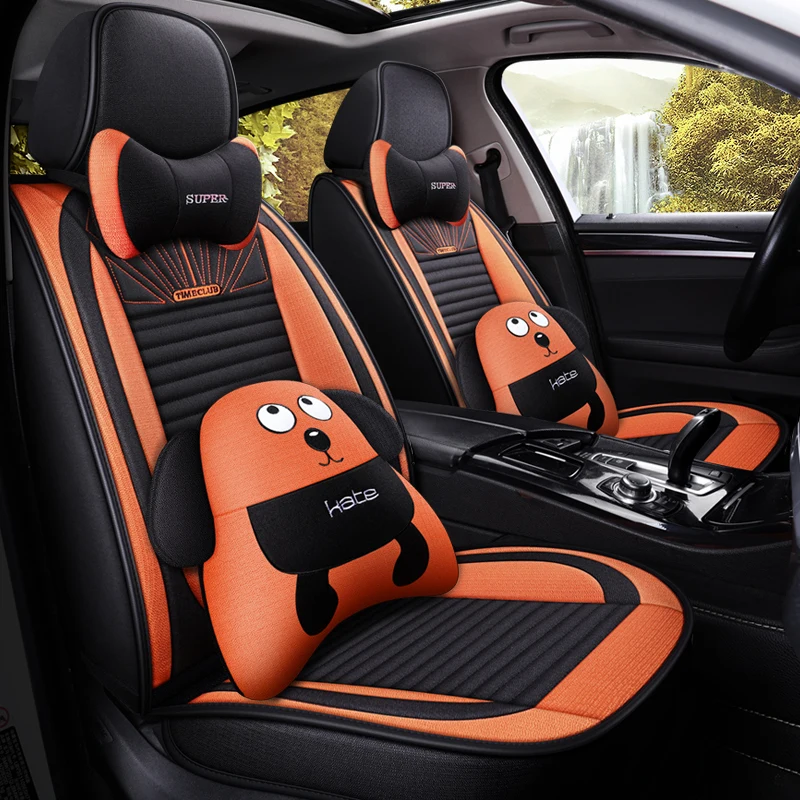 

Full Coverage flax fiber car seat cover auto seats covers for Land rover evoque defender discovery sport range rover velar
