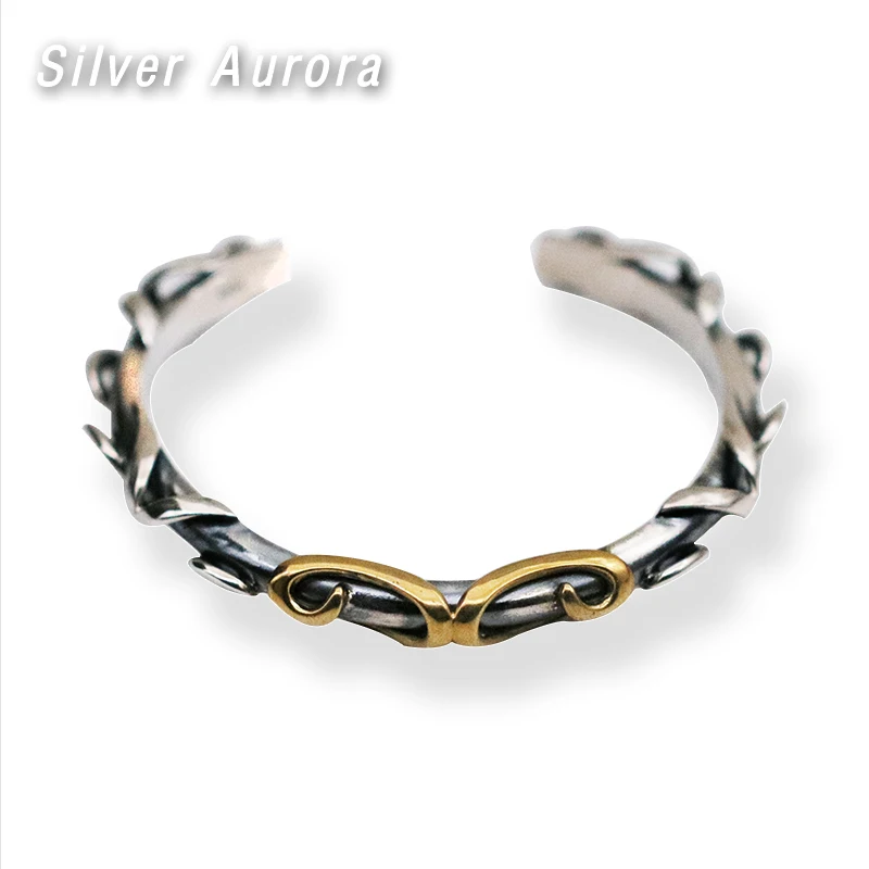

Fashion 925 Sterling Silver Vintage Thai Retro Rattan Classical Women and Men Bracelet & Bangle Jewelry