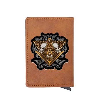 

Classic Eye of Providence Skull Design Digital Printing Card Holder Wallet Men Women Leather Small Short Purse Money Clip Gift