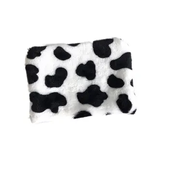 

1PC Cow Pattern Plush Coin Purses Mini Coin Wallet Storage Bag Card Holder Credit ID Wallet Pocket Women Girls Female Coin Purse
