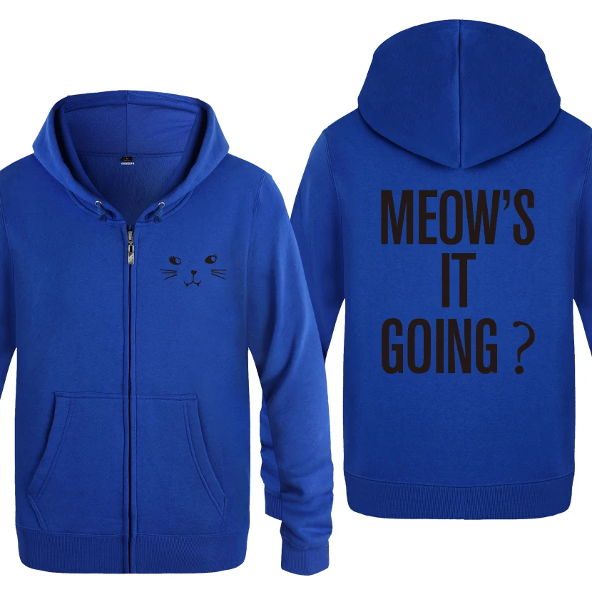 MEOW's IT GOING свитшоты с буквенным принтом Мужские мужские флисовые толстовки с капюшоном на молнии кардиганы