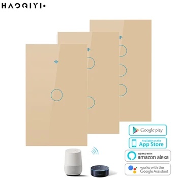 

HAOQIYI APP WIFI touch switch American standard light switch supports smart home alexa through Google Assistant