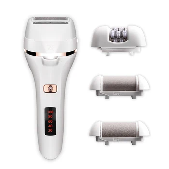 

Women 4-in-1 Electric Shaver Set Epilator Hair Removal Device Foot Grinder Set with Battery Status Display 16x7x4.3cm NS