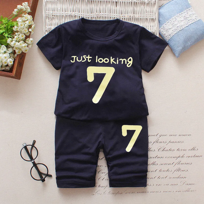 

2019 Summer New Style Infants Men And Women Children Casual Fashion Models Short Sleeve Two-Piece Set a Generation of Fat Wholes