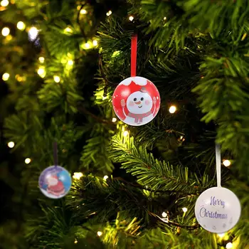 

6pcs Christmas Tree Ball Candy Boxes Xmas Tree Hanging Ball Ornament Tinplate Candy Boxes Hanging Pendant Ornament