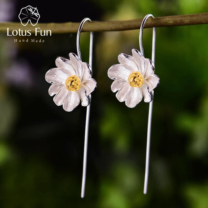 Серьги-подвески Lotus Fun женские Изящные Ювелирные украшения ручного изготовления