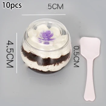 

10PCS Transparent Mousse Cake Cup With Spoon Cream Plastic Cup Ice Cream Mould