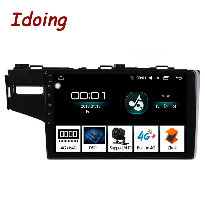 Top Idoing 9"4G+64G Octa Core Car Android 8.1 Radio Multimedia Player For Honda Fit Jazz 2014 GPS Navigation 2.5D IPS no 2 din dvd 1