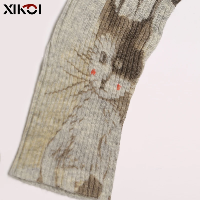 XIKOI Свитер оверсайз платье для женщин пуловер зимняя водолазка Femme теплый длинный джемпер рукав «летучая мышь» прекрасный сопроводительный принт с котом