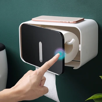 

Tissue Box Toilet Paper Holder Shelf Bathroom Roll Box Waterproof Napkin Box Wall Mounted Toilet Roll Paper Towel Organizer Case