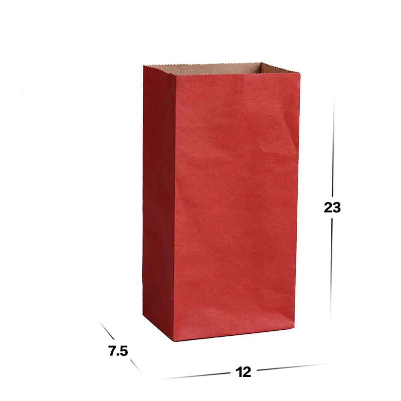 LBSISI Life 10 шт. рождественские крафт-бумажные пакеты, подарочные пакеты для печенья, упаковки для пищевых конфет, рождественские украшения, вечерние подарочные пакеты с подставкой - Цвет: Pure Red