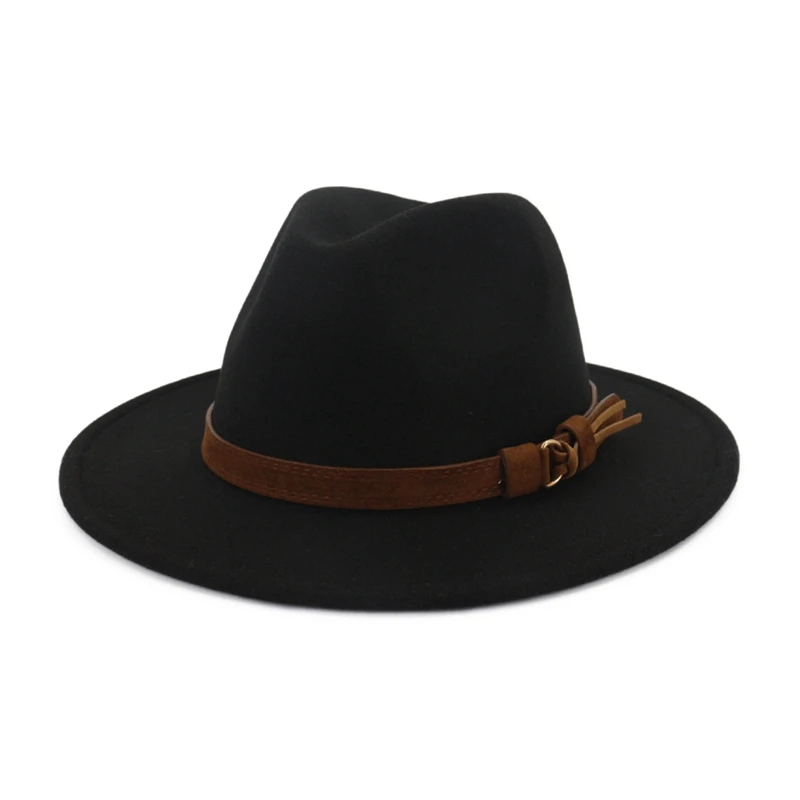 Шерстяная Женская и мужская шляпа для зимы и осени, элегантная женская фетровая широкополая джазовая шляпа, размер 56-58 см