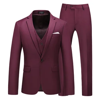 

Male Suit With Pants Wedding Groom Prom Dress Business Suits for Men Solid Color Formal Slim Fit 2/3 Pieces Set Plus Size M-6XL