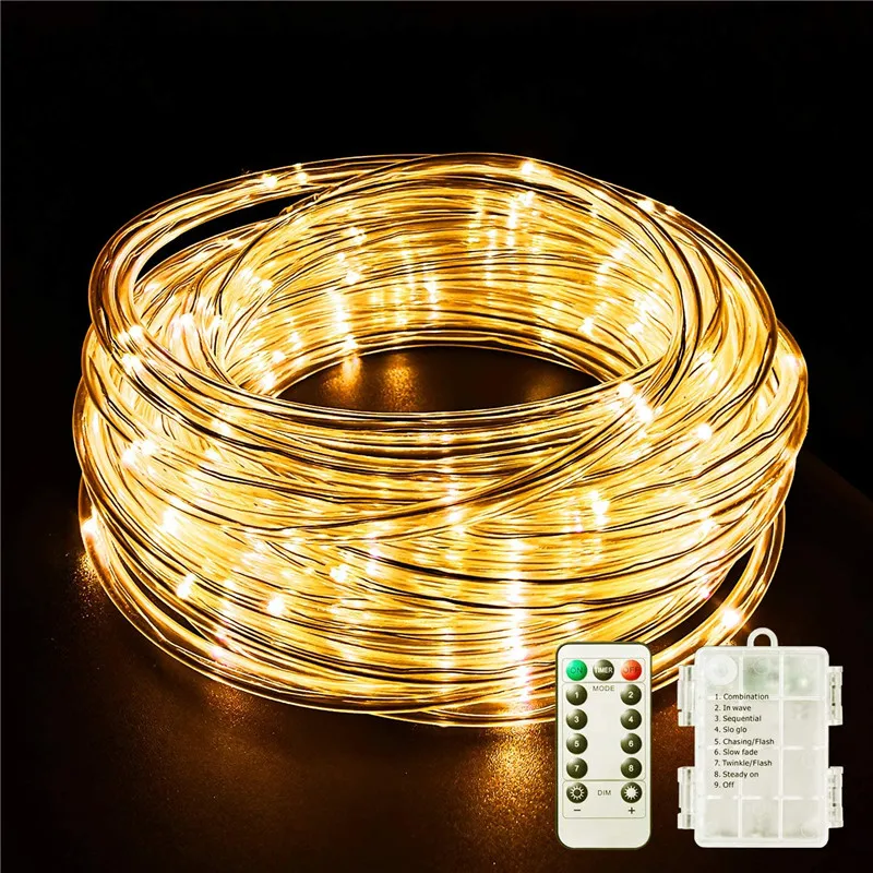 Rope Lights Warm White/ White/ Color Battery Operated String Lights Outdoor Waterproof Fairy Lights with Remote Control 8 Modes 12 v 140a dual battery isolator battery isolation controller manual auto modes vsr voltage sensitive relay with digital display for atv utv boat rv