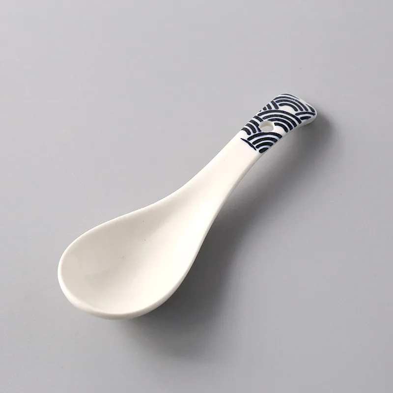 1 pc/14,3 см японского Стиль ложки с длинной ручкой, подглазурная керамики ложки столовые приборы, для кухни аксессуары - Цвет: 1