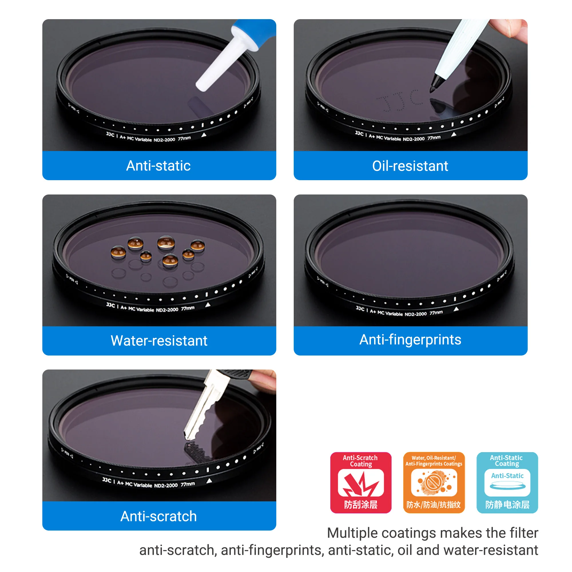 40.5 43 46 49 52 55 58 62 67 72 77 82mm ND Lens Filter ND2 to ND2000 Variable Adjustable Neutral Density Lens With Filter Case 3