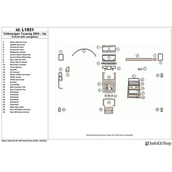 

Interior lining for Volkswagen Touareg 2004-2010. Set L1921.