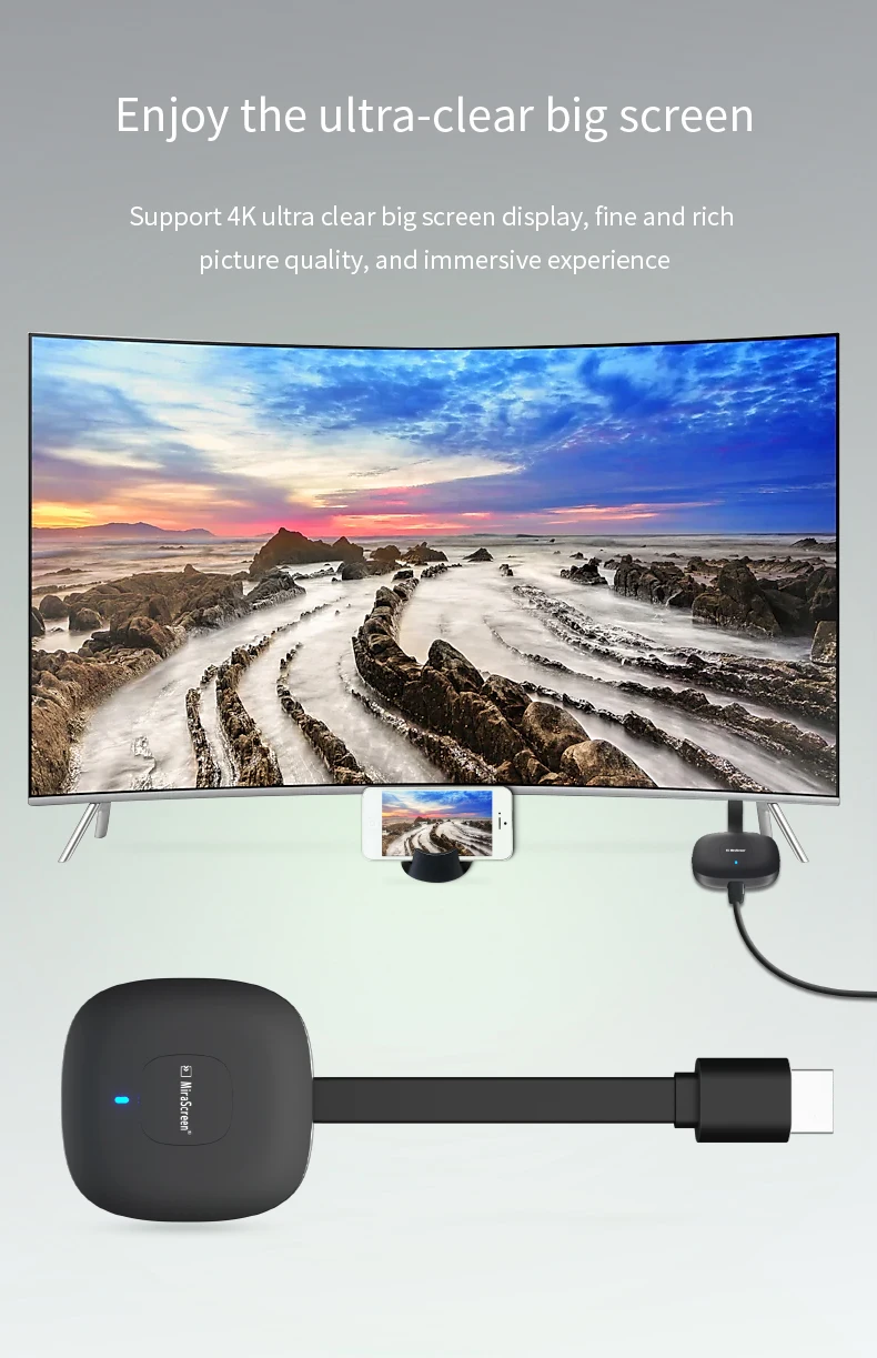 2020 2.4G + 5.8G 4K Wireless HDMI Wifi Display Receiver Mirror Screen Miracast Airplay Media Stream Android TV Stick HDTV Dongle