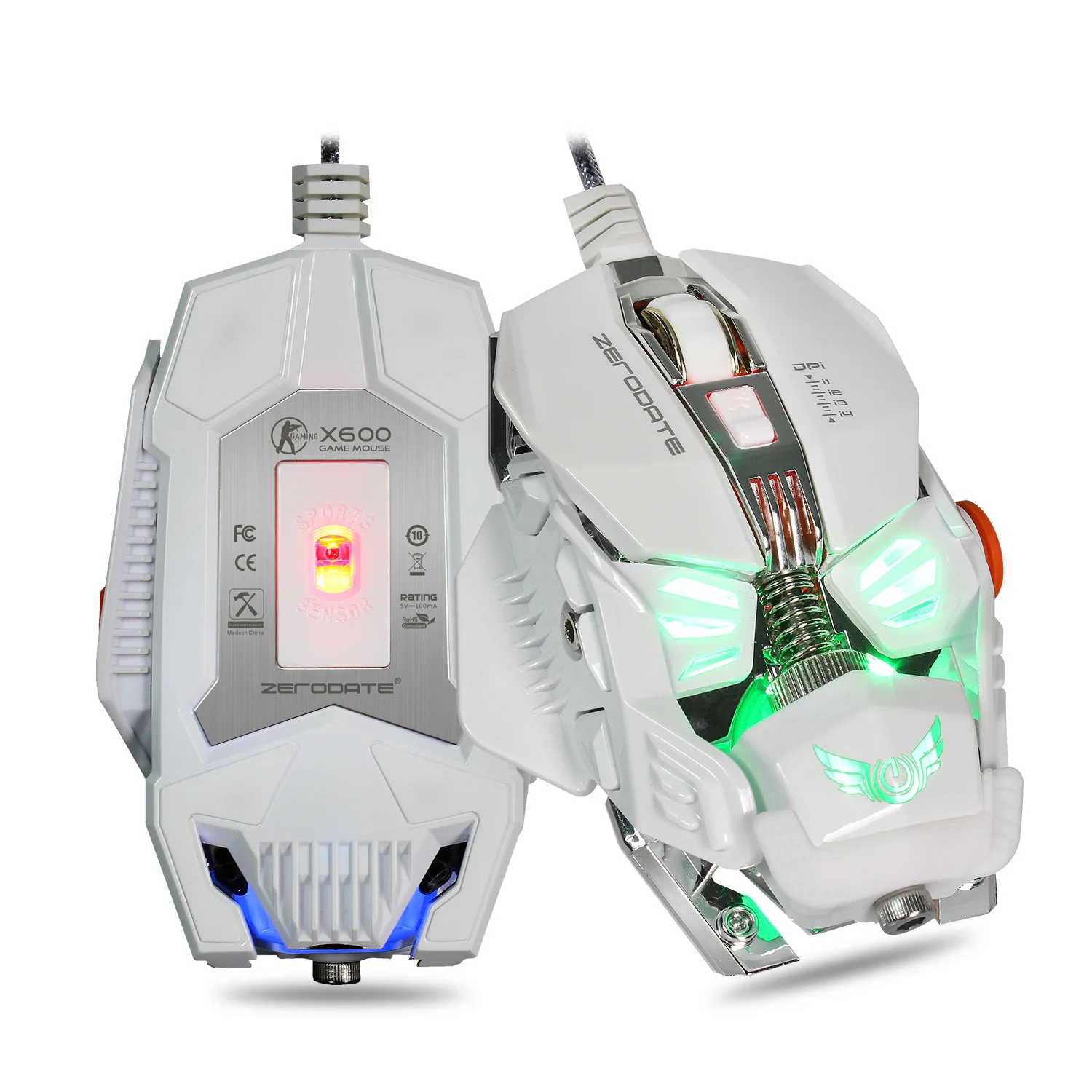 Профессиональная Проводная игровая мышь 4000 dpi, регулируемая программа, USB, геймерские мыши, светодиодный, с подсветкой, оптическая, Sens, для ноутбука, компьютера