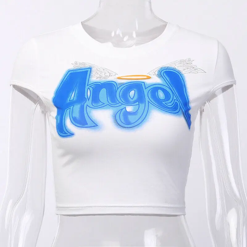 H6732d479763a4c089da61af59299e60af - Angel Letter Printed Short Sleeve T-Shirts