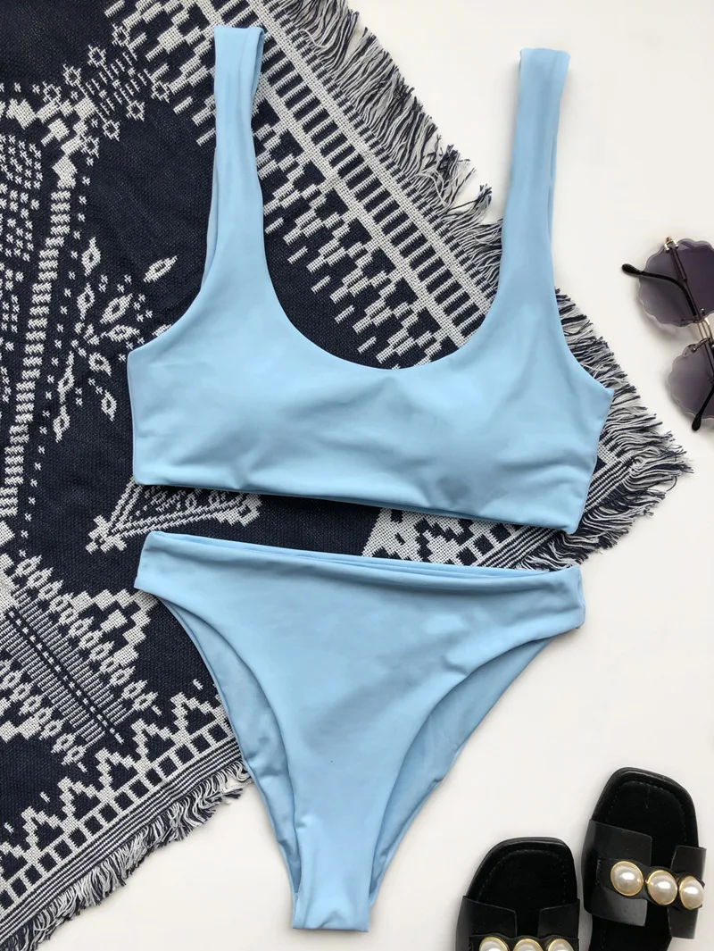High waist bikinis 2020 Bandeau swimsuit women swimwear female mujer Sports Vintage bathing suit Two piece suit biquini