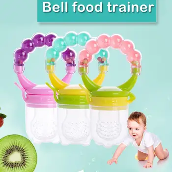 

Newborn Baby Food Feeder Baby Fresh Food Fruit Feeder with Rattle Silicone Nipple Pacifier Teething Toy For Baby