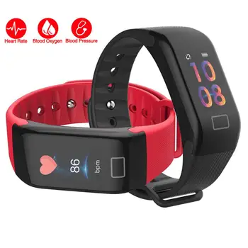 

Smart Band Blood Pressure Screen Fitness Tracke r Watch Heart Rate Fitness Bracelet Waterproof Music Control For Men Women