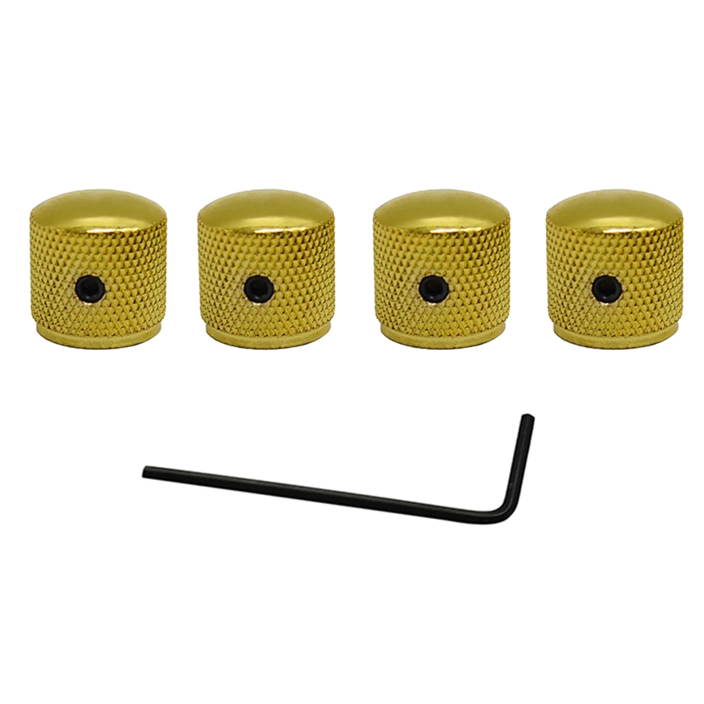 4Pcs Metal Pot Tone Volume Knob Control Button Push with Wrench for Guitar Bass Parts