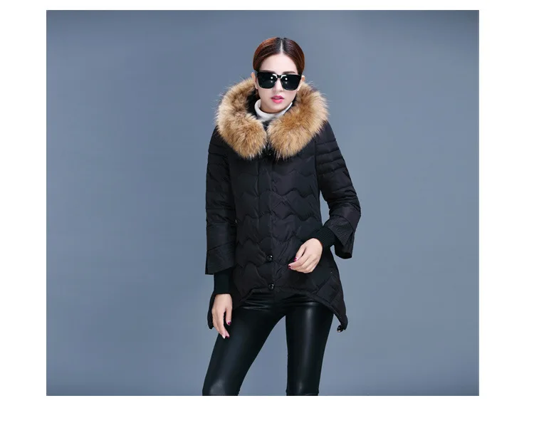 Winter New Style WOMEN'S Dress Large Fur Collar Mid-length China Gedi Love a Version Loose Thick Cloak down Jacket