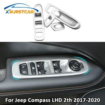 

Xburstcar for Jeep Compass LHD 2th 2017-2020 Chrome Window Glass Lift Switch Button Panel Cover Trim Sticker