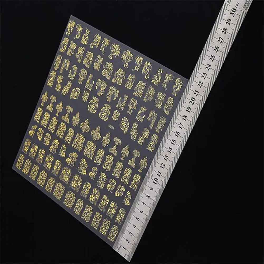 Yfashion 108 шт/лист золотой стикеры 3D на ногти Nail Art наклейки накладной ноготь с металлическим чипом наклейки для дизайна ногтей украшения переводные наклейки для воды советы