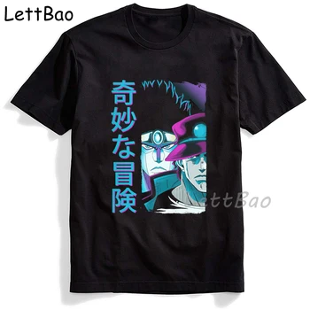 Hot-sale Jojos Bizarre Adventure Printed T Shirt Men Japanese Anime Male Tshirt Short Sleeve Funny T Shirts Black Tops&Tees 1