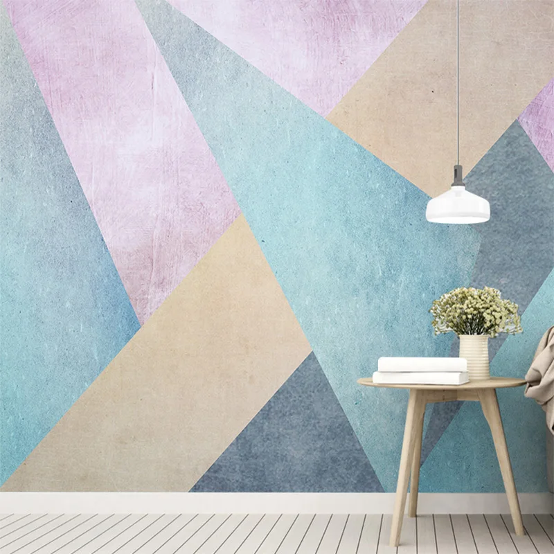 

Drop Shipping Custom Photo Mural Nordic Simple Personality Abstract Geometric Square Background Non-woven Wallpaper Mural