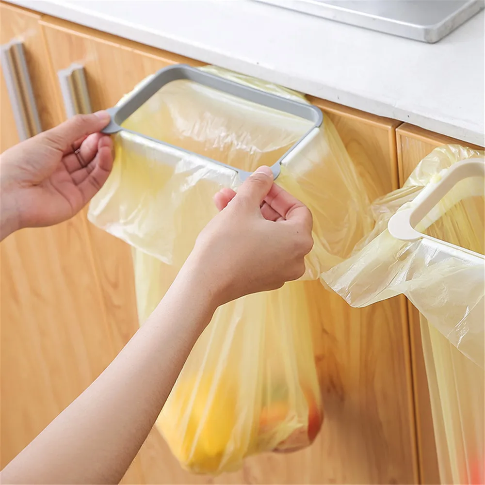 

Portable PP Plastic Garbage Hanging Bag Kitchen Trash Storage Rack Bag Hook Scouring Pad Dry Shelf Holder Kitchen Organzier Rack