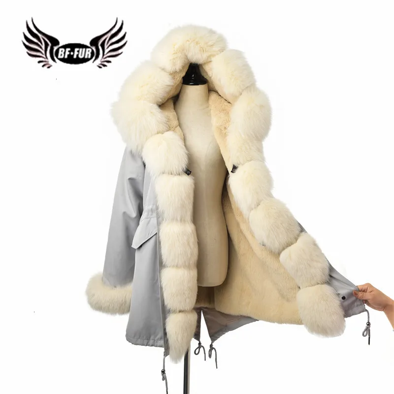 BFFUR на шнурке настоящий толстый пуховик с мехом лисы женский зимний теплый, натуральный мех с капюшоном куртка Рекс подкладка из кроличьего меха парка с мехом