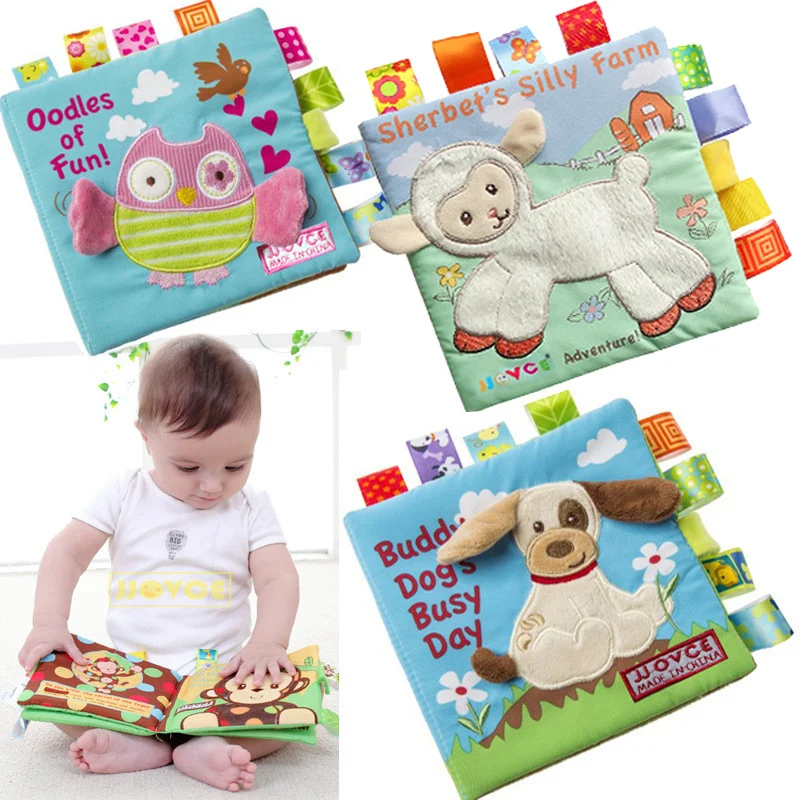 Mono Animal Puzzle Libro de paño del bebé de Juguete de Tela Hechos a Mano Libros de Desarrollo Interactivo Niño Niña Juguetes educativos para el bebé Niño pequeño con Peekaboo Flap de 1 año