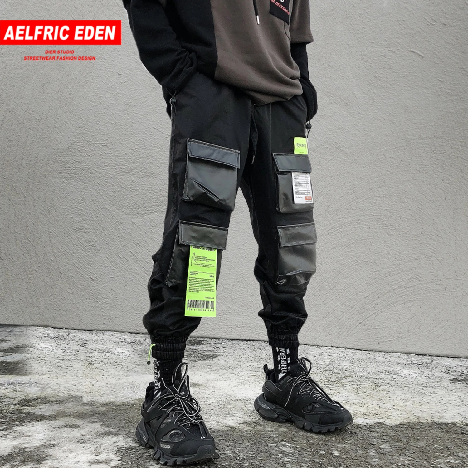 

Aelfric Eden Patchwork Multi Pocket Cargo Pants Mens Fashion Harajuku Hip Hop Casual 2019 Joggers Male Track Trousers Streetwear
