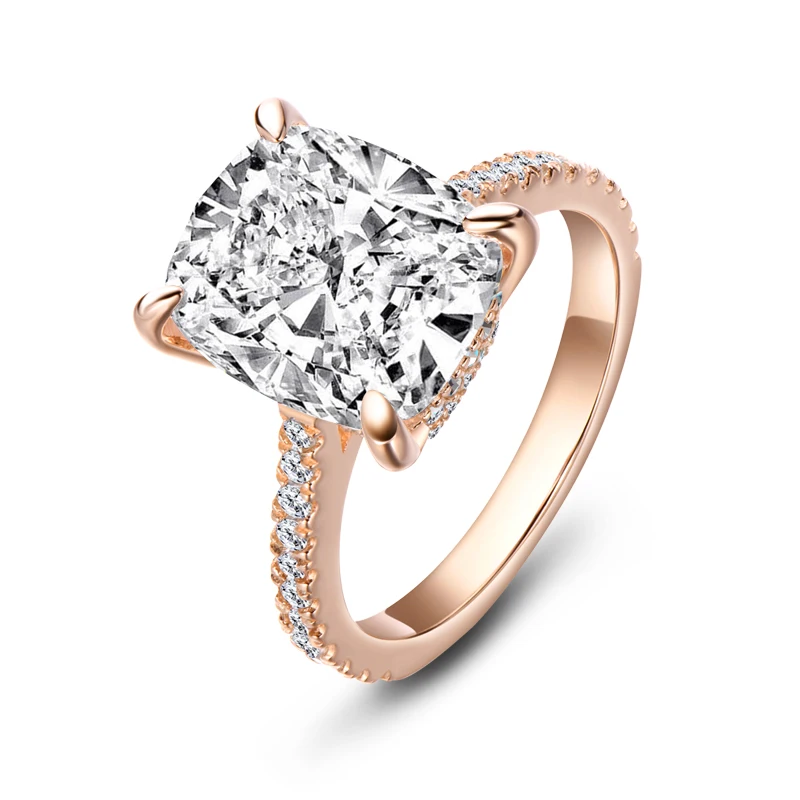AINOUSHI, роскошное кольцо с подушкой 6 карат, высокая Настройка, Halo, обручальные кольца, обручальное кольцо для женщин, Стерлинговое Серебро