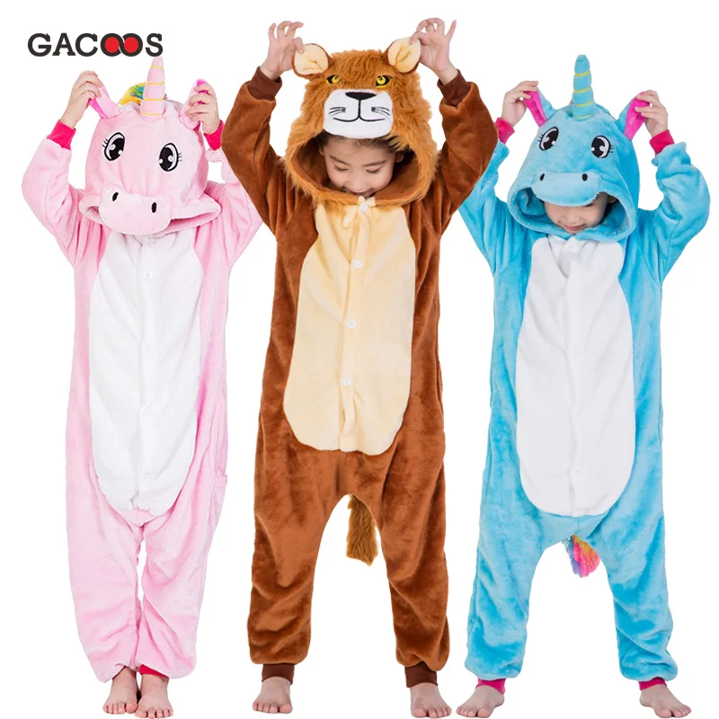 Новые детские пижамы Kugurumi единорог животные для мальчиков и девочек комбинезон