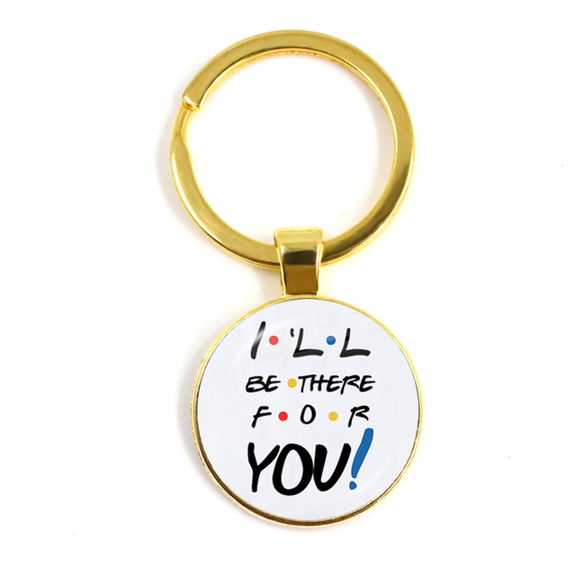 Friends TV Show Pendant Keychain Character Cartoon Fun Pattern 25mm Glass Cabochon Key Ring Keyholder Good Friend Gift