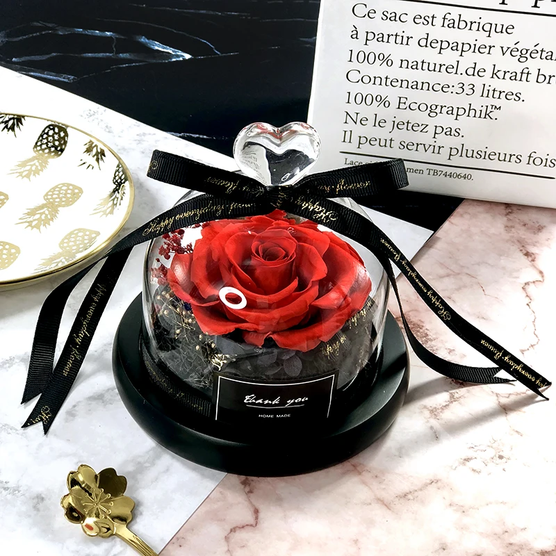 Вечная стеклянная купольная Роза красота и чудовище роза романтический подарок на день Святого Валентина Рождественский подарок праздничный подарок