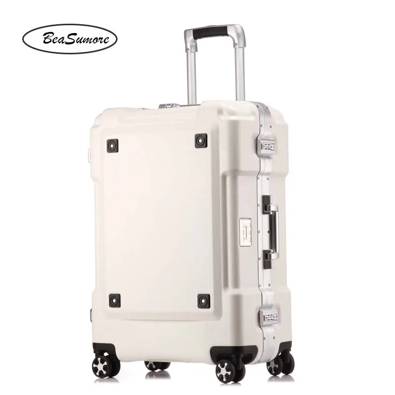 BeaSumore Многофункциональный чемодан на колёсиках,, алюминиевая рама, тележка для женщин и мужчин, 20 дюймов, чемодан на колесиках - Цвет: white