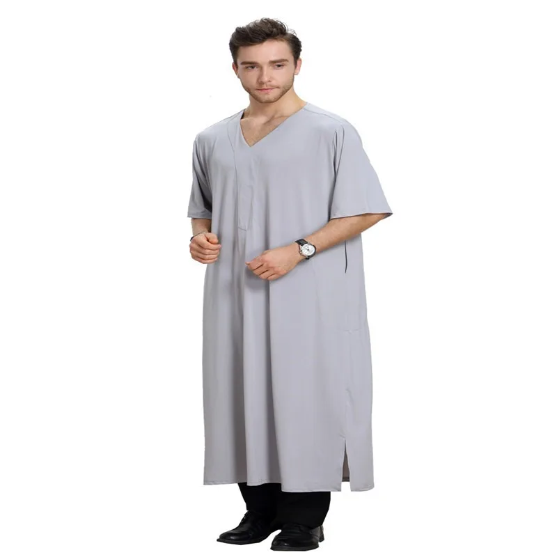 

Muslim Arab Middle East V-neck men robe muslim thobe mens arabic clothing thobe men muslim men robe men dress saudi