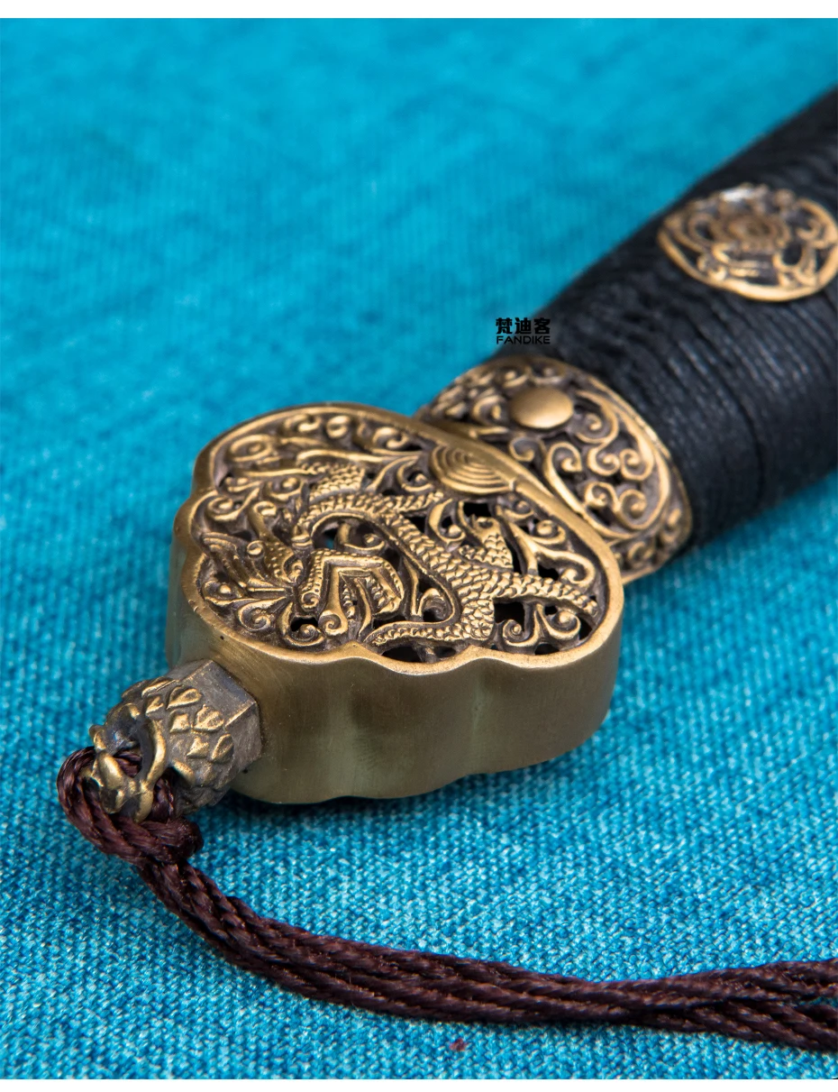 High quality Chinese Sword handmade Fold steel under the Solid to Burn Blade Long straight Qing dynasty Sword Sharp knife