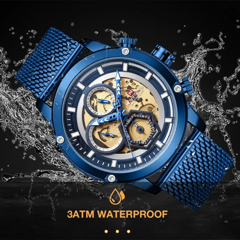 Топ NAVIFORCE мужские часы брендовые Роскошные Модные Кварцевые водонепроницаемые мужские часы спортивные стальные военные наручные часы Relogio Masculino