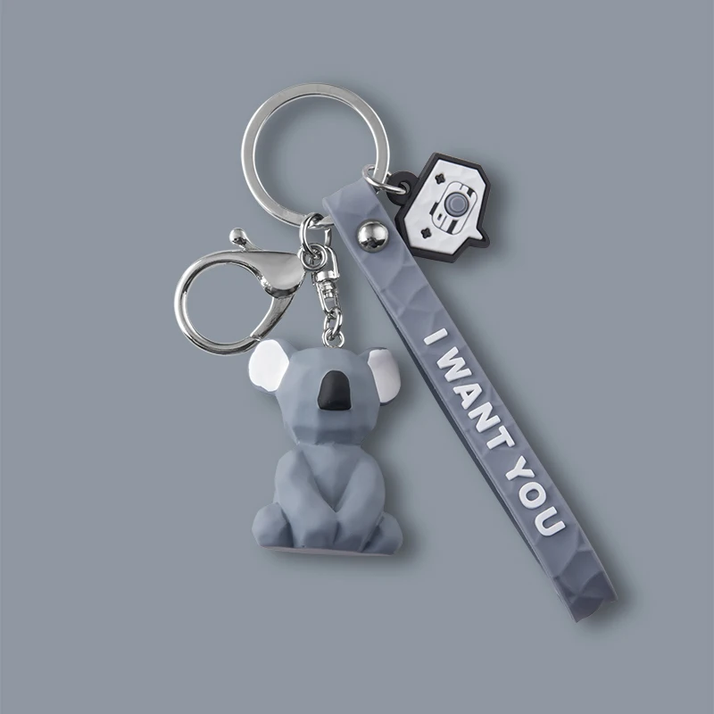 Cartoon Animal Keychain Green Dinosaur Blue Unicorn Pink Rabbit Panda Red Fox Resin Pendant Bag Car Keyring Girl Boy Couple Gift 4