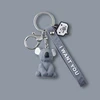 Cartoon Animal Keychain Green Dinosaur Blue Unicorn Pink Rabbit Panda Red Fox Resin Pendant Bag Car Keyring Girl Boy Couple Gift 4