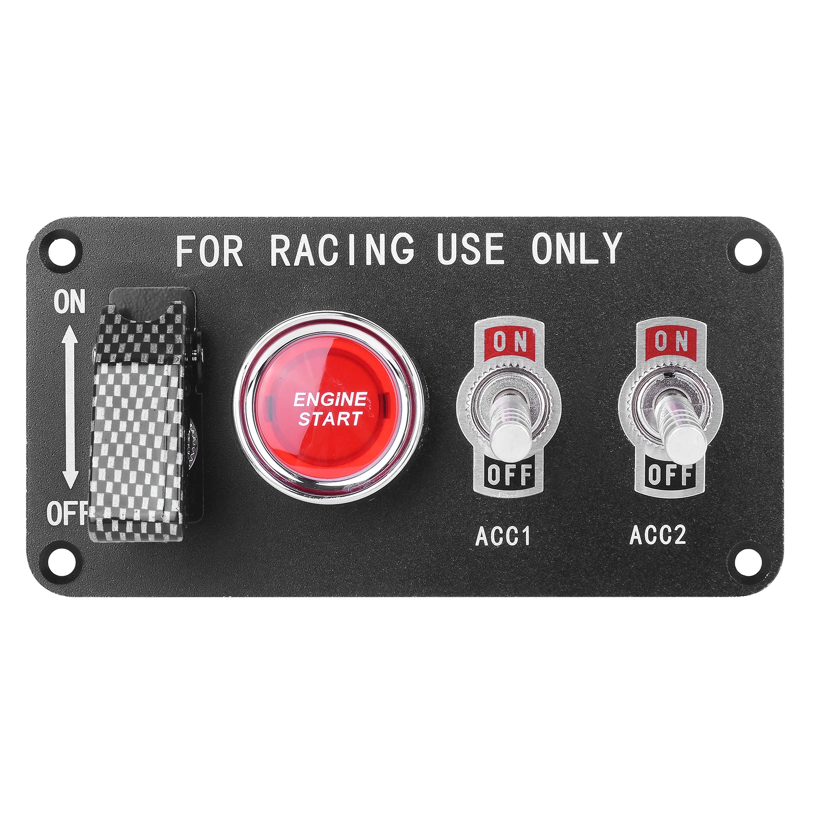 

Combination racing modified one-key ignition black panel two-gear switch rocker toggle metal switch DC12V