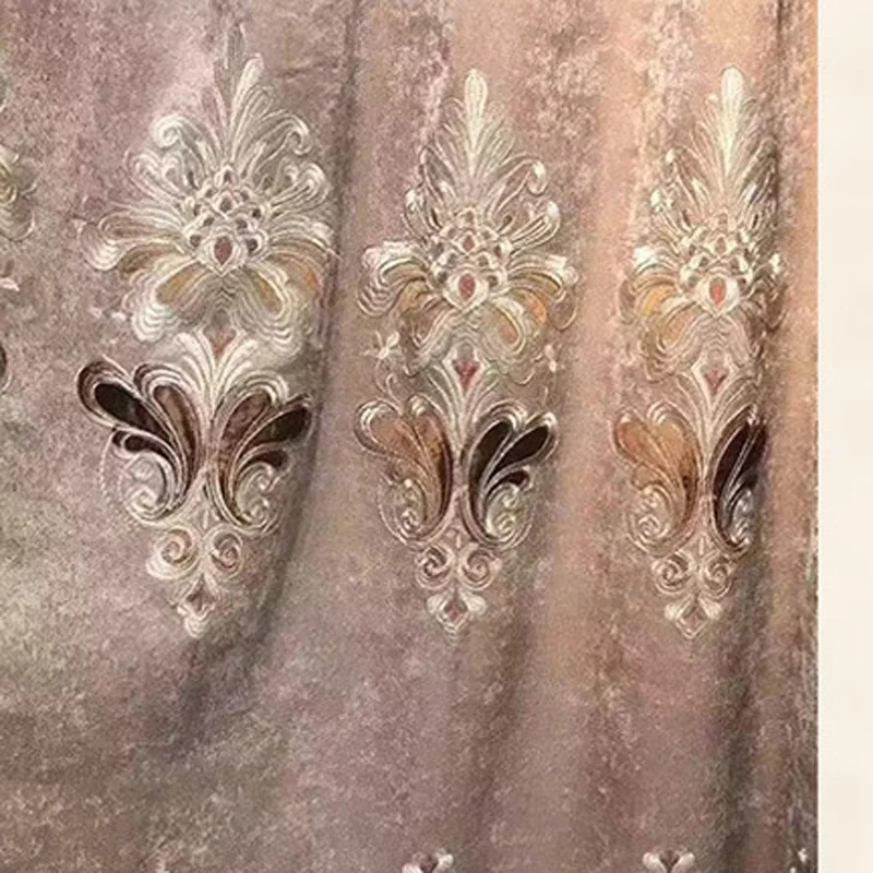Coffe Embroidery Blackout Noble Window Drapes Villa Nordic Classic Luxury Chenille Thick Curtains for Living Room X-HM097#20 - Цвет: Curtain Cloth